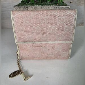 Gucci Pink Canvas Bi-fold Wallet